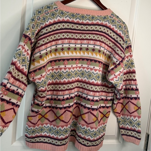 Vintage Forenza Women’s Cottagecore Colorful Knit Spring 90s V-Neck Sweater - Picture 6 of 7